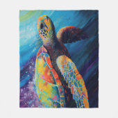 Waterverf Zee Turtle Fleece Deken (Voorkant)