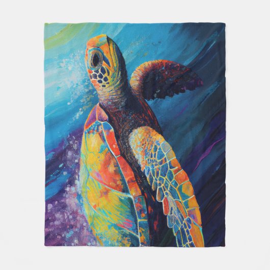 Waterverf Zee Turtle Fleece Deken (Voorkant)