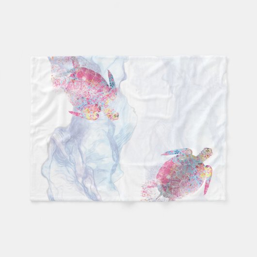 Waterverf Zee Turtle Fleece Deken (Voorkant (Horizontaal))