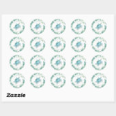 Waterverf Zee Turtle & Greenery Envelope Seal Ronde Sticker (Vel)