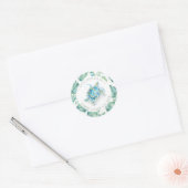 Waterverf Zee Turtle & Greenery Envelope Seal Ronde Sticker (Envelop)