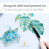 Waterverf Zee Turtle & Greenery Return-adres Ronde Sticker