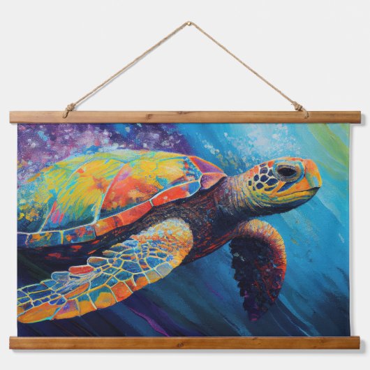 Waterverf Zee Turtle Hangend Wandkleed (Voorkant)