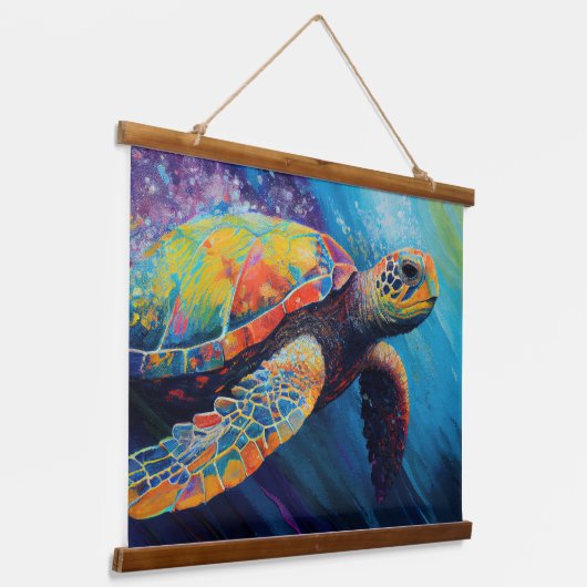 Waterverf Zee Turtle Hangend Wandkleed (Gebogen)
