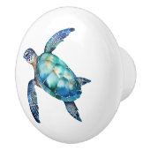 Waterverf Zee Turtle Keramische Knop (Rechts)