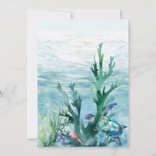 Waterverf Zee Turtle Kind verjaardagsfeestje Kaart (Achterkant)