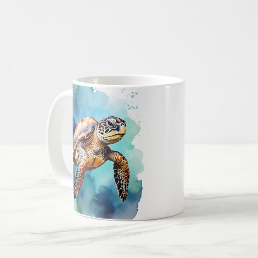 Waterverf Zee Turtle Koffiemok (Voorkant links)