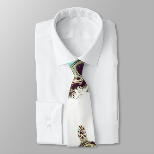 Waterverf Zee Turtle Love Designer Stropdas (Gebonden)