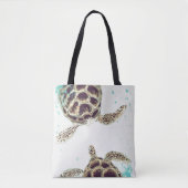 Waterverf Zee Turtle Love Designer Tote Bag (Voorkant)