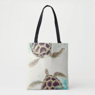Waterverf Zee Turtle Love Designer Tote Bag