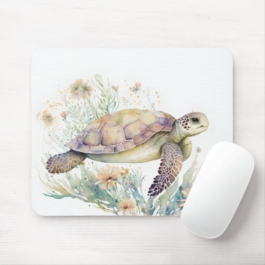Waterverf zee Turtle Muismat (Met muis)