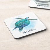 Waterverf Zee Turtle Nautical Coastal Ocean Bier Onderzetter (Linkerzijde)