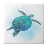 Waterverf Zee Turtle Nautical Coastal Ocean Tegeltje (Voorkant)