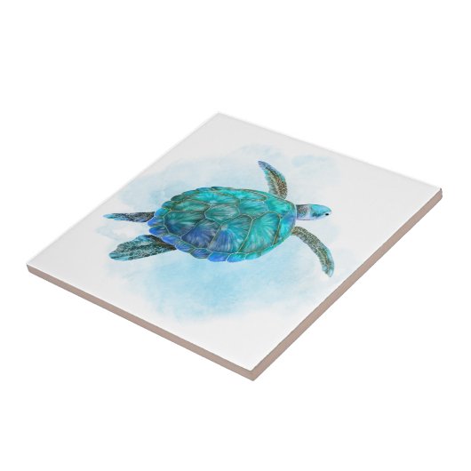 Waterverf Zee Turtle Nautical Coastal Ocean Tegeltje (Zijkant)