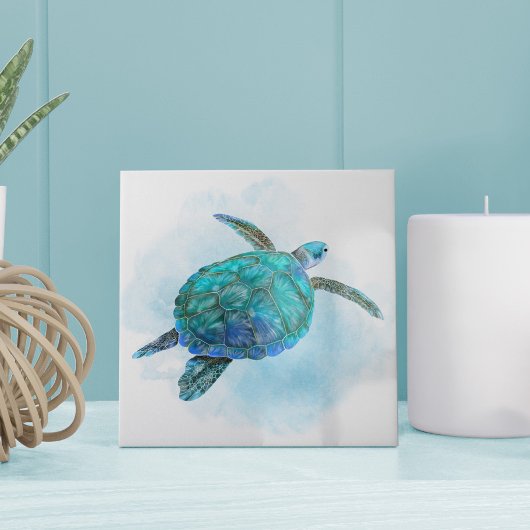 Waterverf Zee Turtle Nautical Coastal Ocean Tegeltje