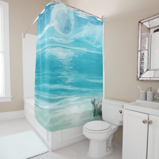 Waterverf Zee Turtle Nesting Douchegordijn (In situ)