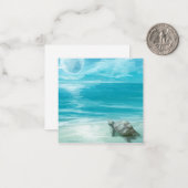 Waterverf Zee Turtle Nesting Notitiekaartje (Voorkant / Achterkant in situ)