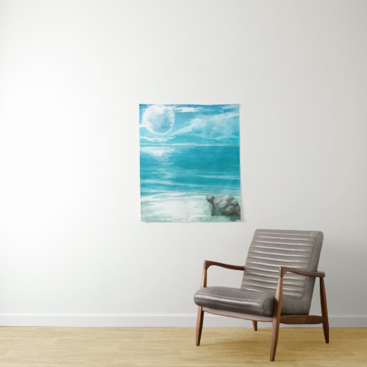 Waterverf Zee Turtle Nesting Wandkleed (In situ)