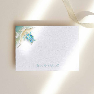 Waterverf Zee Turtle Ocean Personalized Note Kaart