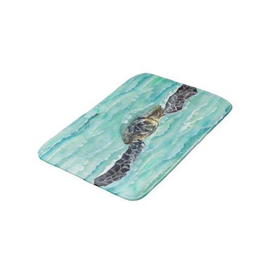 Waterverf Zee Turtle Ocean Swim Badmat (Gekanteld)