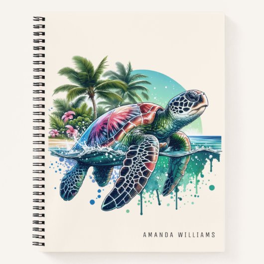 Waterverf Zee Turtle Personalized Journal Notitieboek (Voorkant)