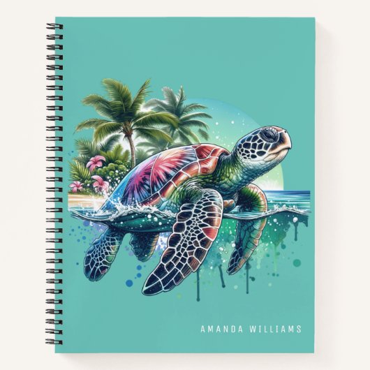 Waterverf Zee Turtle Personalized Journal Notitieboek (Voorkant)