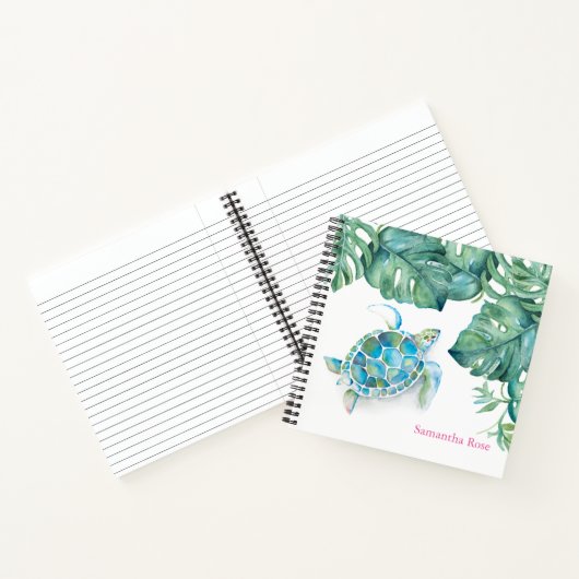 Waterverf Zee Turtle Personalized Journal Notitieboek (Binnen)