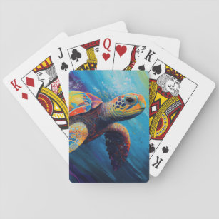 Waterverf Zee Turtle Pokerkaarten
