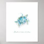 Waterverf Zee Turtle Poster (Voorkant)
