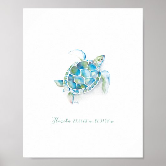 Waterverf Zee Turtle Poster (Voorkant)