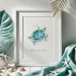 Waterverf Zee Turtle Poster<br><div class="desc">Ideaal voor kinderslaapkamers,  badkamers en woonwijken in je tropische strandhuis. Deze afdruk is voorzien van mijn oorspronkelijke hand schilderde waterverf zee schildpad in schaduwen van groen en blauw turkooizen. Het komt overeen met mijn zee zijdedecor collectie. Ga naar www.zazzle.com/dotellabelle voor meer kunst van Victoria Rigali-Design</div>