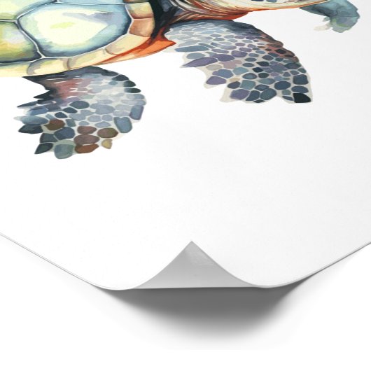 Waterverf zee Turtle Poster (Hoek)
