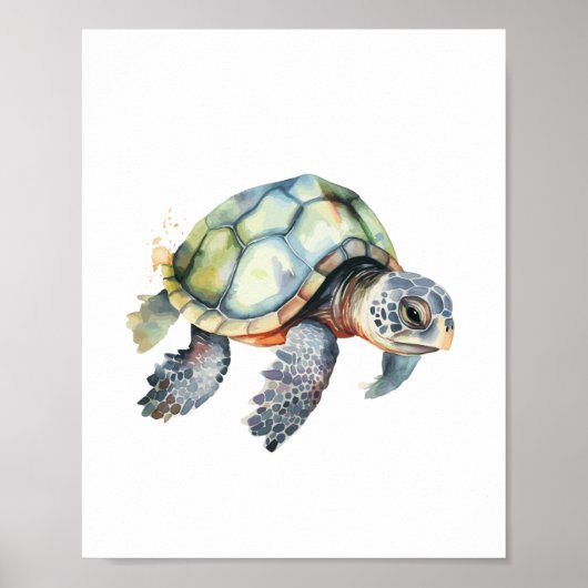 Waterverf zee Turtle Poster (Voorkant)