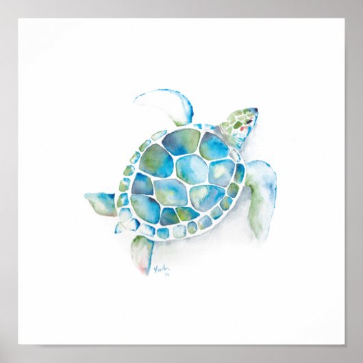 Waterverf Zee Turtle Poster (Voorkant)