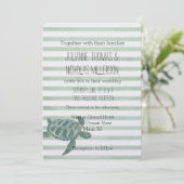 Waterverf Zee Turtle Stripes Bruiloft Kaart (Staand voorkant)