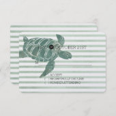 Waterverf Zee Turtle Stripes Bruiloft RSVP (Voorkant / Achterkant)