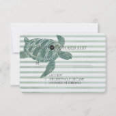 Waterverf Zee Turtle Stripes Bruiloft RSVP (Voorkant)