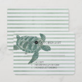 Waterverf Zee Turtle Stripes Bruiloft RSVP Kaartje (Voorkant / Achterkant)