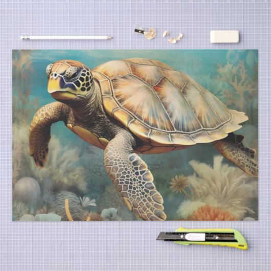Waterverf zee Turtle Tissuepapier (Craft)