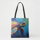 Waterverf Zee Turtle Tote Bag (Voorkant)