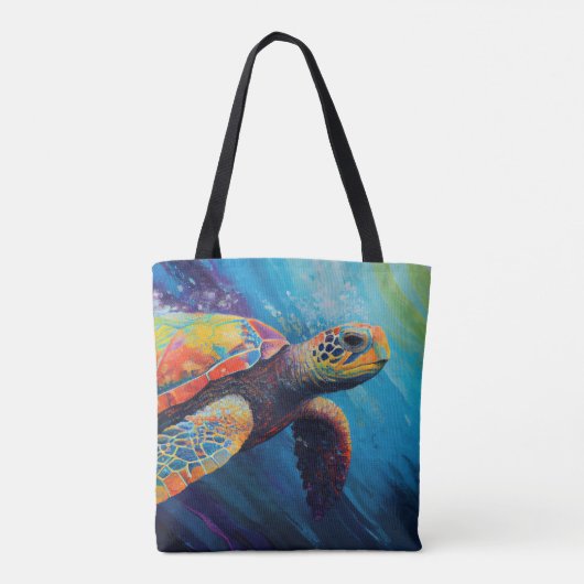 Waterverf Zee Turtle Tote Bag (Achterkant)