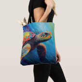 Waterverf Zee Turtle Tote Bag (Dichtbij)