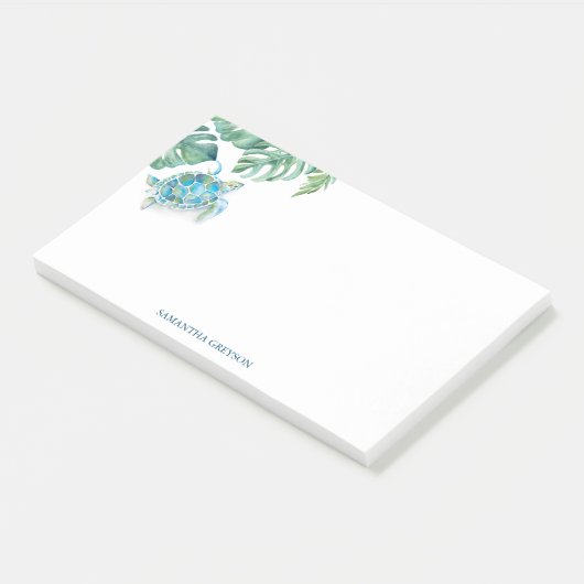 Waterverf Zee Turtle Tropical Greenery Post-it® Notes (Schuin)