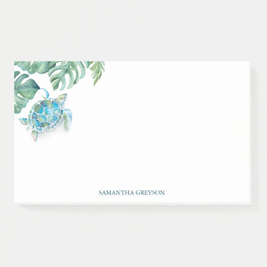 Waterverf Zee Turtle Tropical Greenery Post-it® Notes (Voorkant)