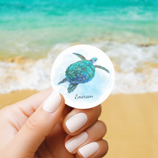 Waterverf Zee Turtle Tropische Oceaan Ronde Sticker