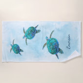 Waterverf Zee Turtle Tropische Oceaan Strandlaken (Voorkant)