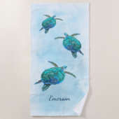 Waterverf Zee Turtle Tropische Oceaan Strandlaken (Voorkant)