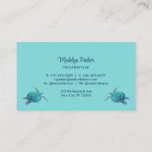 Waterverf Zee Turtle Turquoise Visitekaartje (Achterkant)