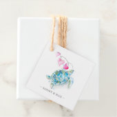 Waterverf Zee Turtle Valentijnsdag Bedankjes Labels (In situ)