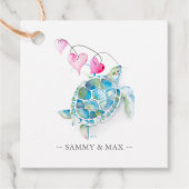 Waterverf Zee Turtle Valentijnsdag Bedankjes Labels (Voorkant)
